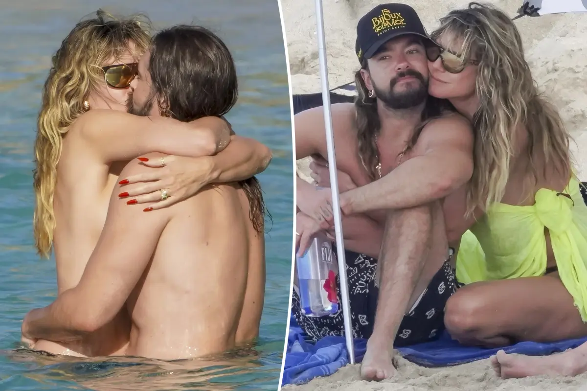 Heidi Klum ditches her bikini top for steamy St. Barts makeout with husband Tom Kaulitz