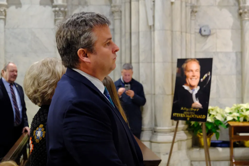 NYPD Captain Conor McDonald attends a memorial service for his father, Detective Steven McDonald.