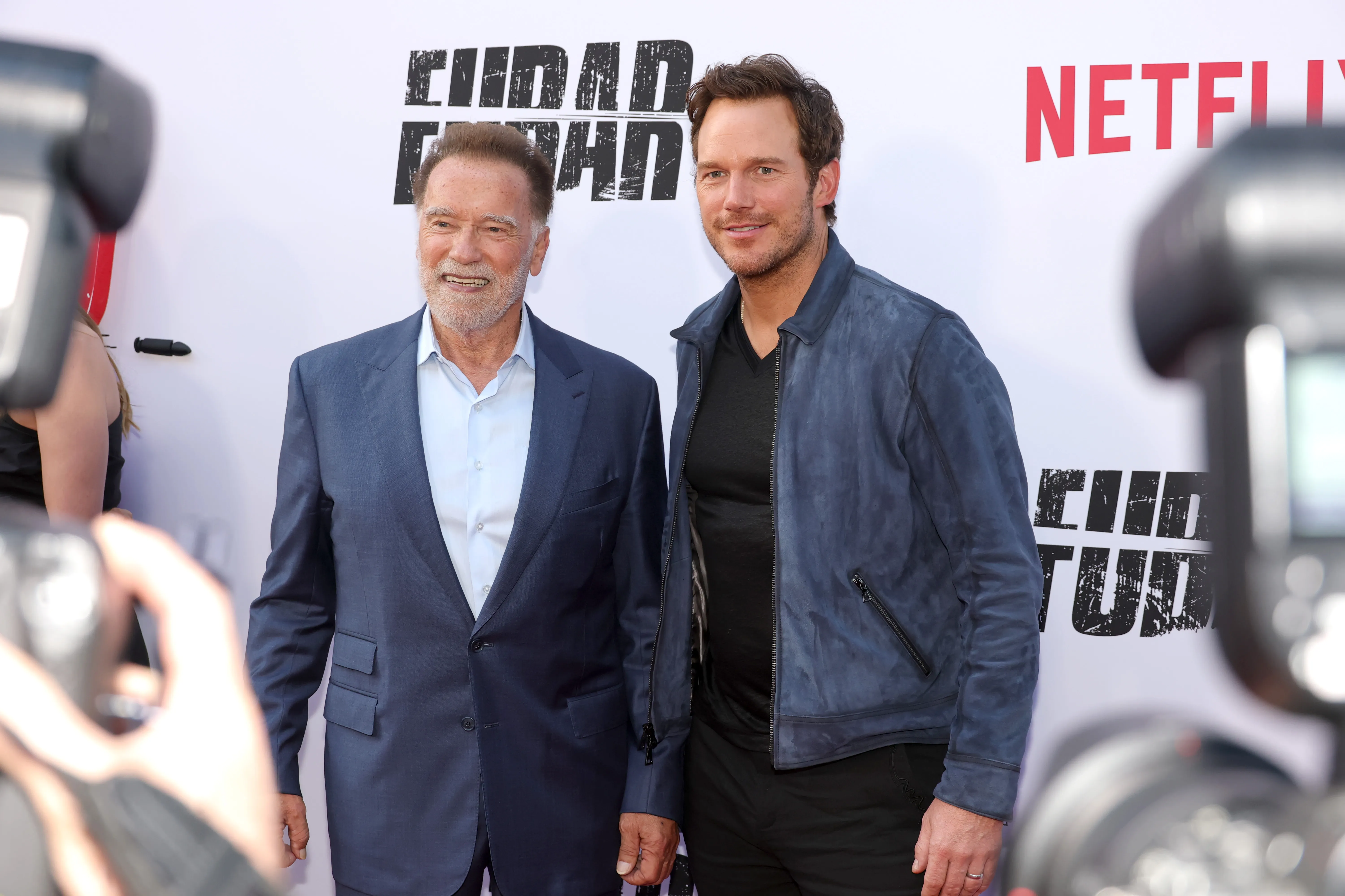 Arnold Schwarzenegger and Chris Pratt attend Netflix's 