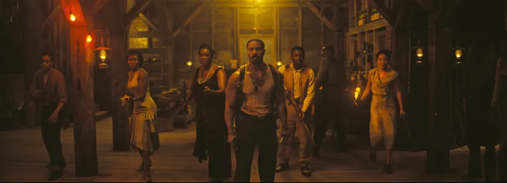 Jayme Lawson, Wunmi Mosaku, Michael B. Jordan, Miles Caton, Li Jun Li in "Sinners." 