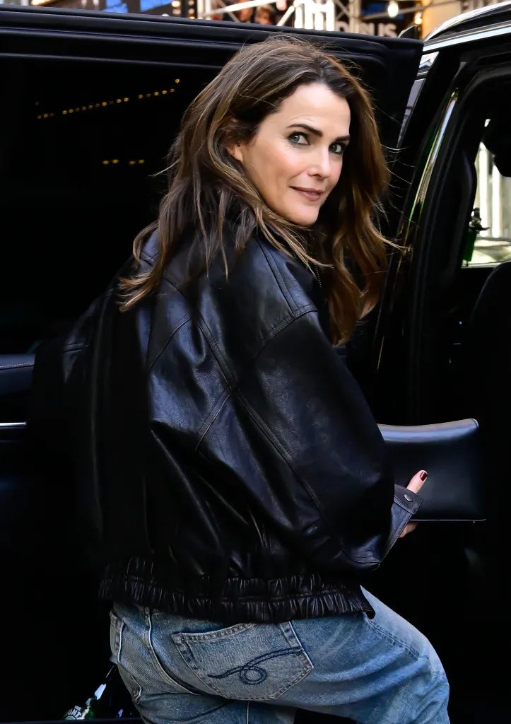 Keri Russell is seen in midtown on October 16, 2025.