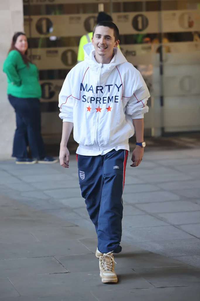 Timothee Chalamet outside BBC Radio Studios on December 11, 2025.