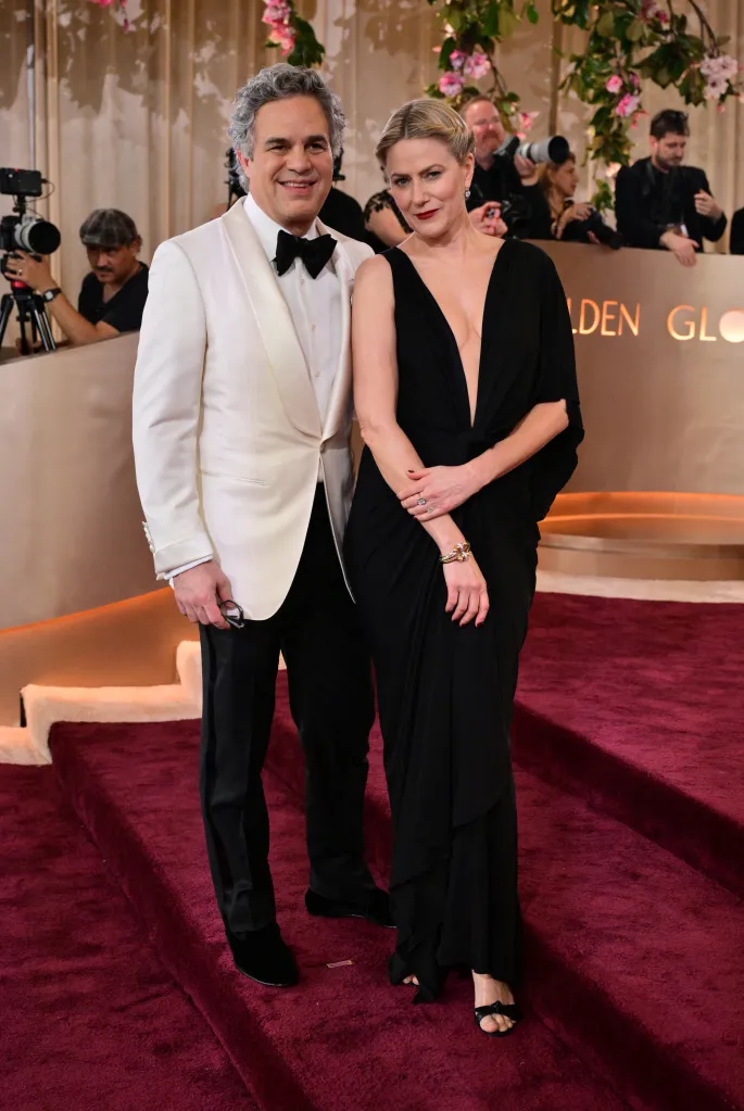 Mark Ruffalo and wife Sunrise Coigney at the Golden Globe Awards.
