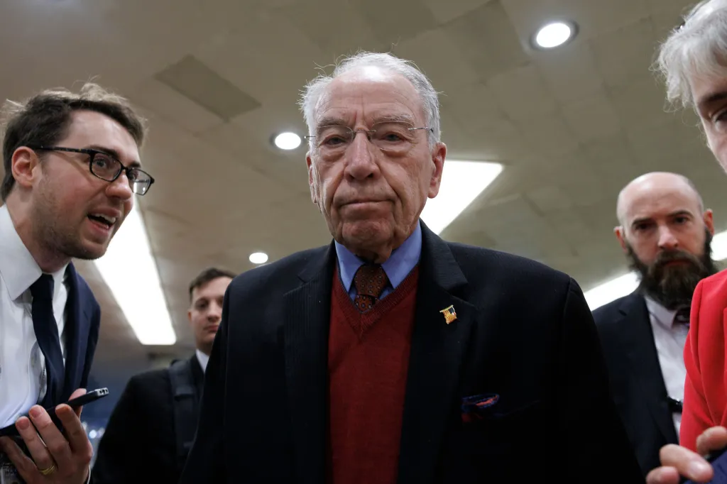US Senator Chuck Grassley speaks to journalists after voting in the US Senate.