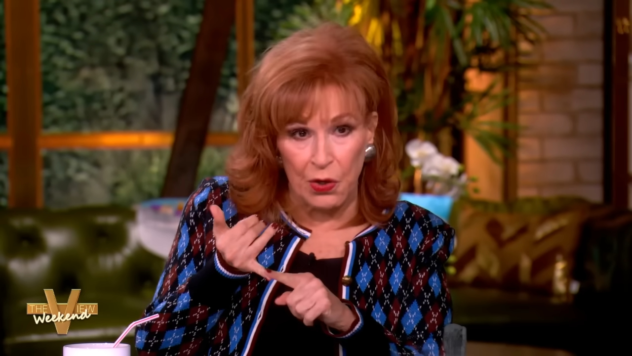 Joy Behar from "The View" discussing whether her co-hosts would "announce" their departure from a mom group.