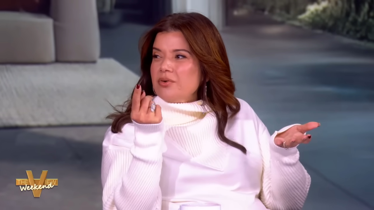 Ana Navarro on "The View Weekend" gesturing with her hands while speaking.