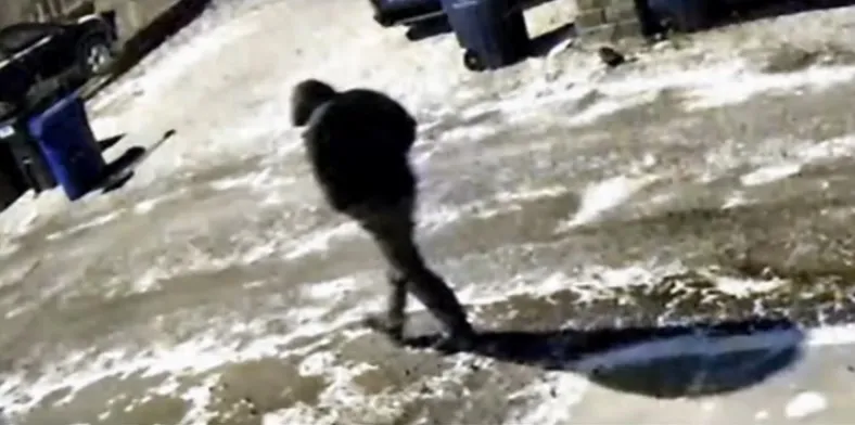 Eerie surveillance footage released by authorities showed a “person of interest” walking down an alley near the couple’s home in the early hours on the day of the deadly shooting.