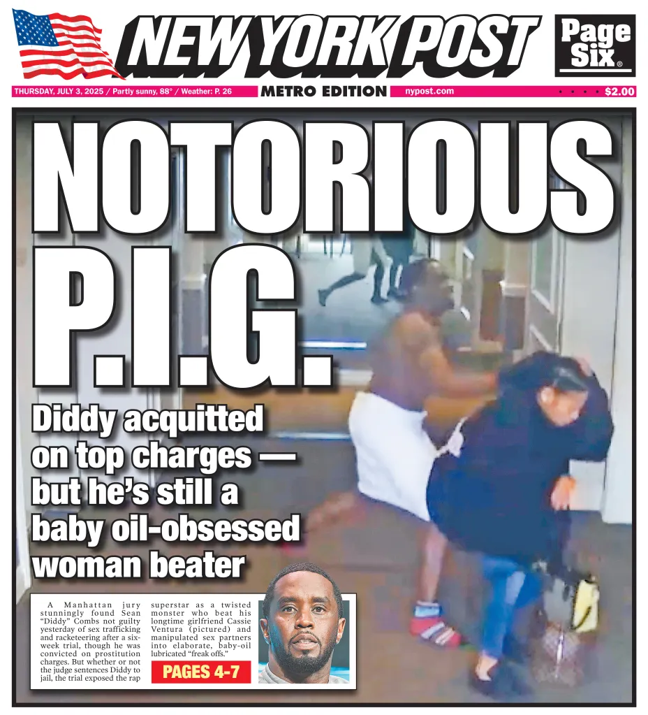 Front page of the New York Post with headline 