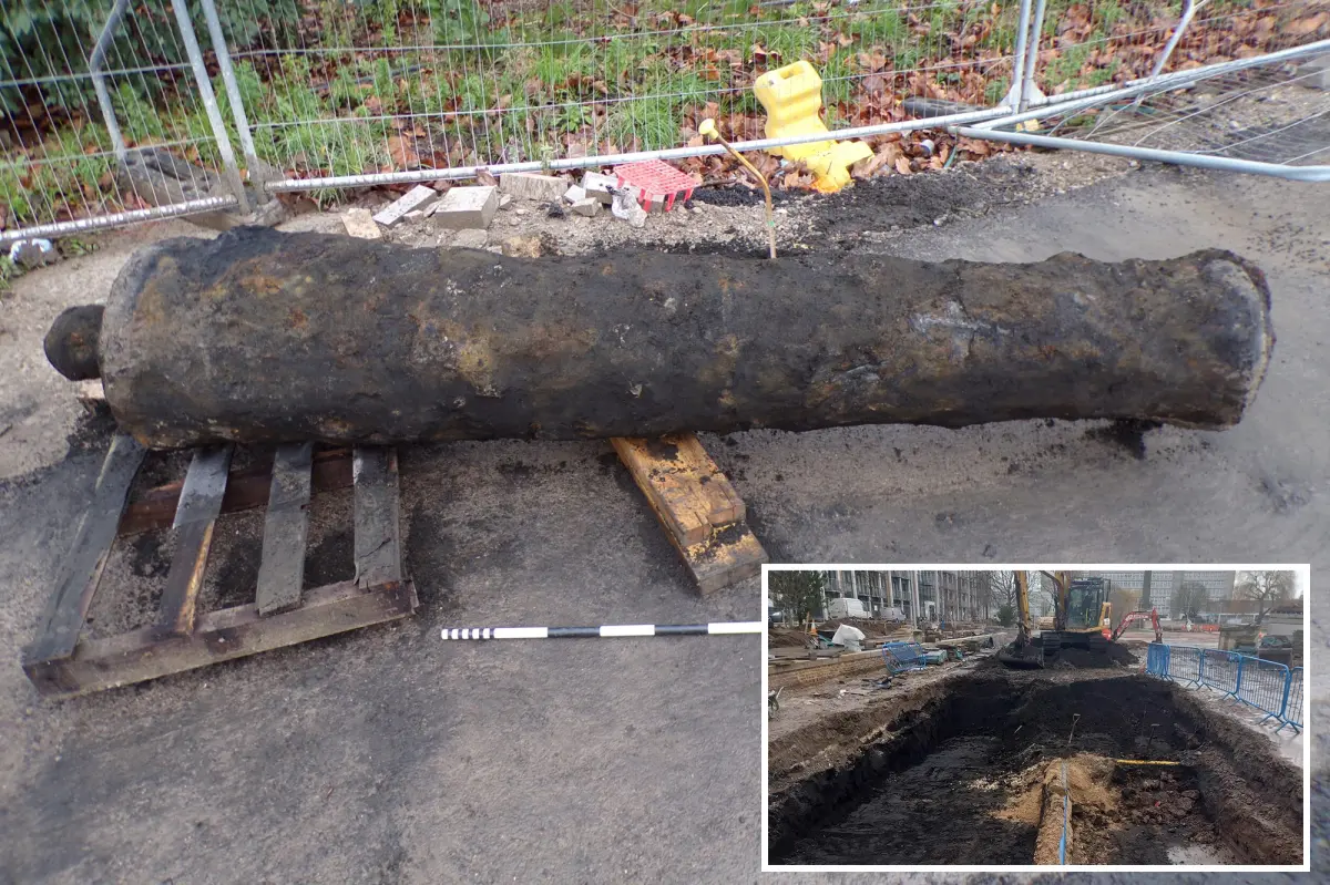 Construction workers unearth 300-year-old cannon while on a routine dig in the UK