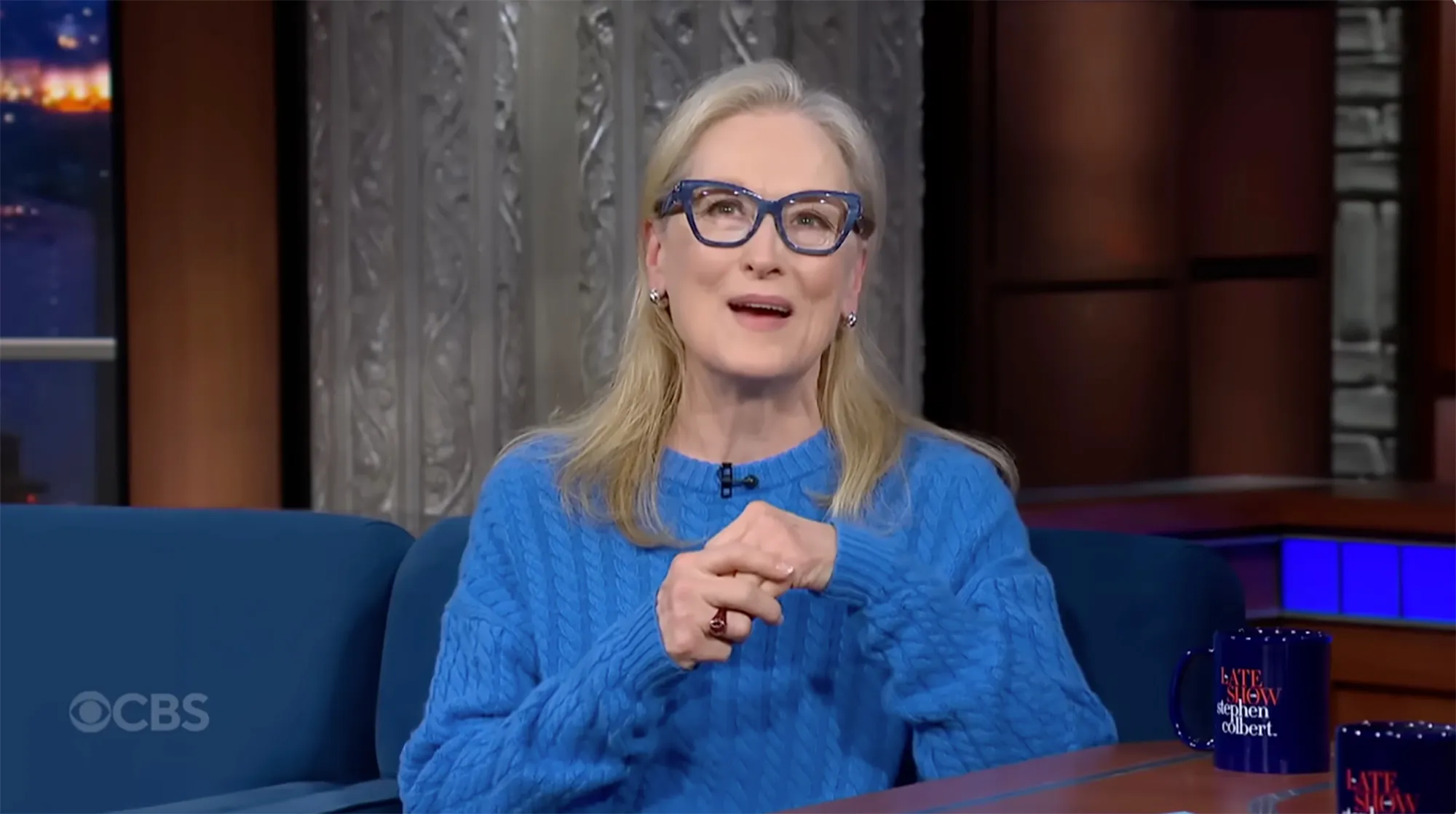 Meryl Streep on the Late Show with Stephen Colbert.
