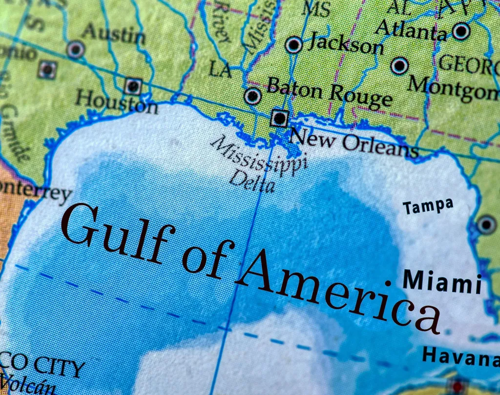 Map showing the Gulf of Mexico and surrounding North American states and cities.