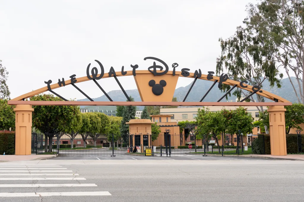 The entrance sign to the Walt Disney Studios in Burbank, California.