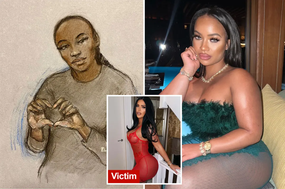 Influencer accused of running down rival makes heart sign during attempted murder trial