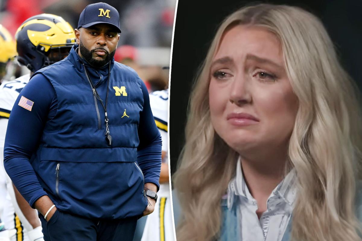 Emotional Paige Shiver claims ousted football coach Sherrone Moore got her pregnant during ugly affair