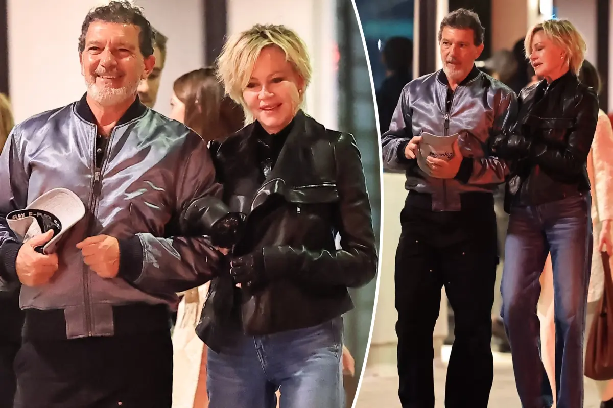 Melanie Griffith and ex-husband Antonio Banderas link arms on rare night out over a decade after divorce