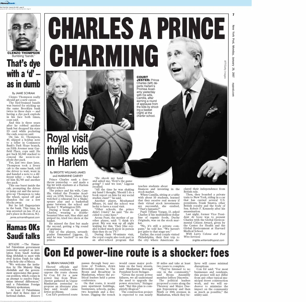 An archival page of King Charles in 2007.
