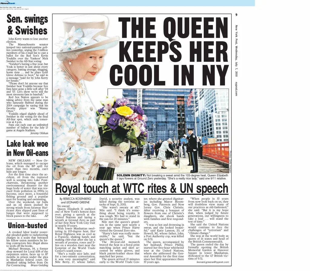 A page of the post during Queen Elizabeth's visit.
