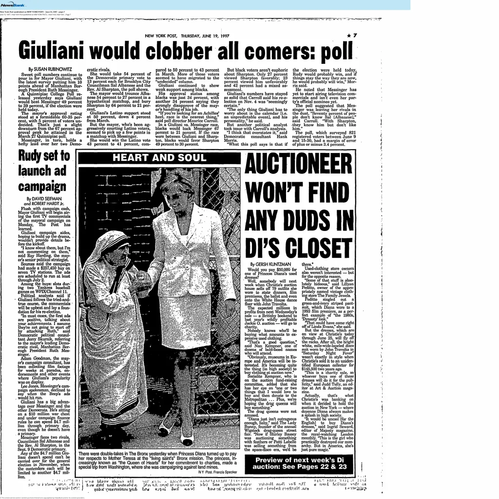 An archival page showing Princess Diana's last visit.