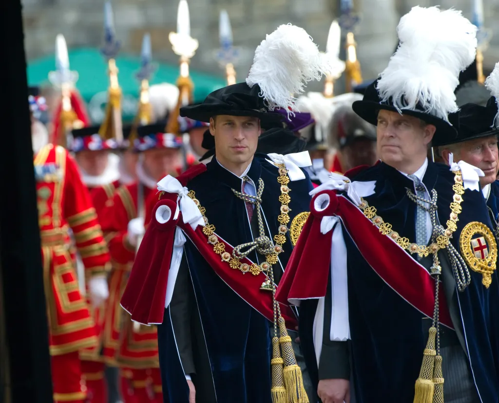Prince William and Prince Andrew attending the annual Order of the Garter Service.
