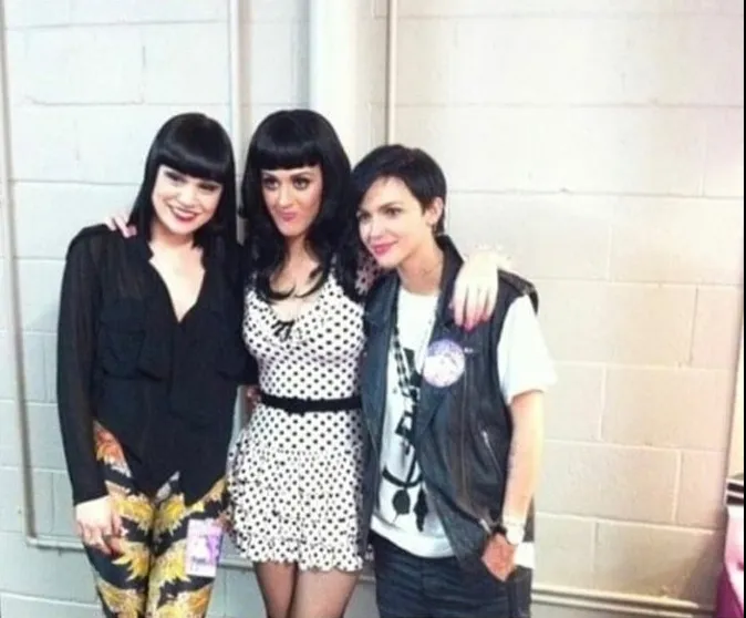 Jessie J, Katy Perry, and Ruby Rose posing together.