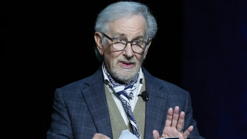 Steven Spielberg praises Universal Pictures for its theatrical window shift during the company's CinemaCon presentation