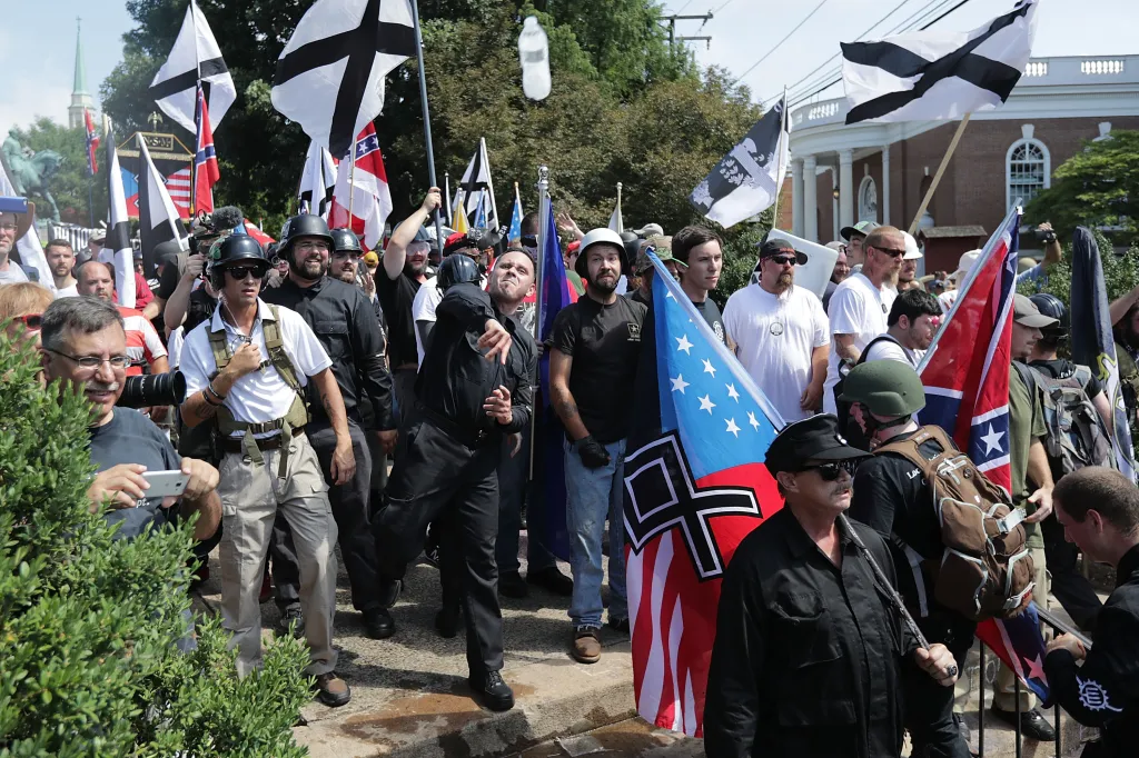 White nationalists at the 2017 Unite the Right rally.