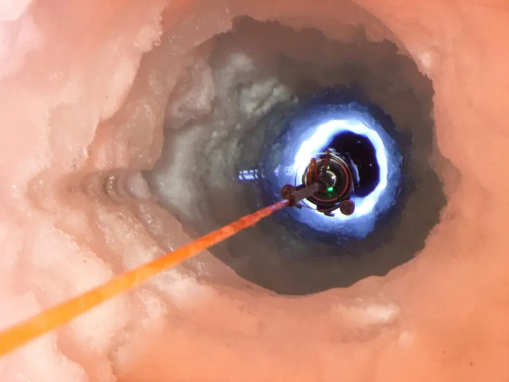 Instrument in ice hole.