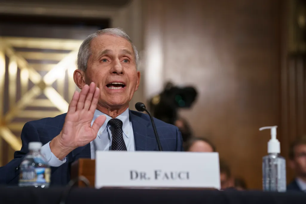 Dr. Anthony Fauci testifying before the Senate Health, Education, Labor, and Pensions Committee.