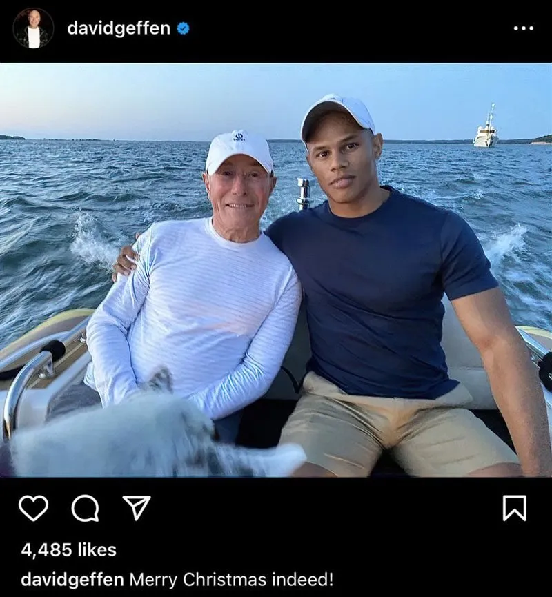 David Geffen and Donovan Michaels on a boat.