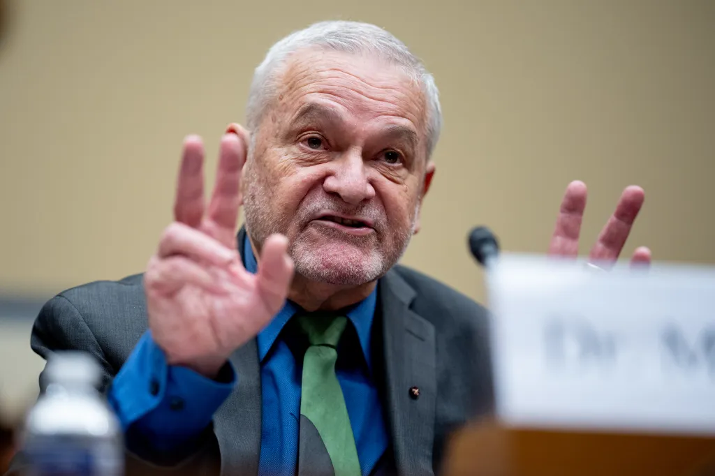 Dr. David Morens gesturing while testifying before the House Select Subcommittee on the Coronavirus Pandemic.
