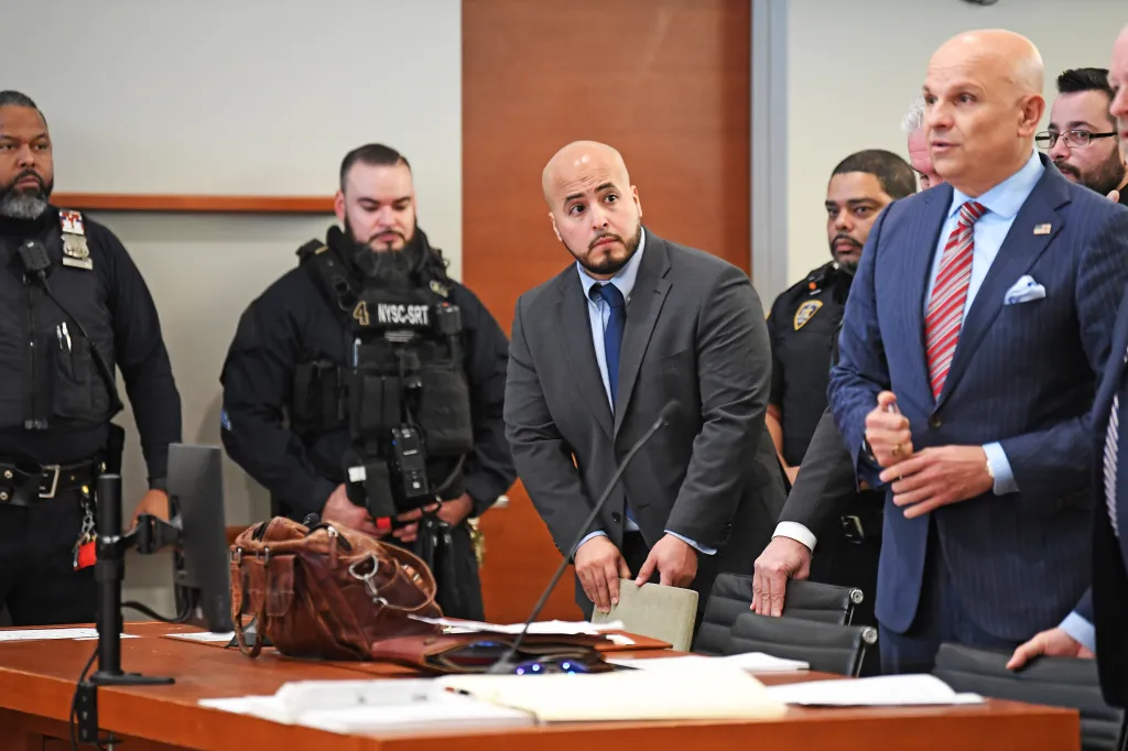 NYPD Sgt. Erik Duran standing in Queens Court during his sentencing.