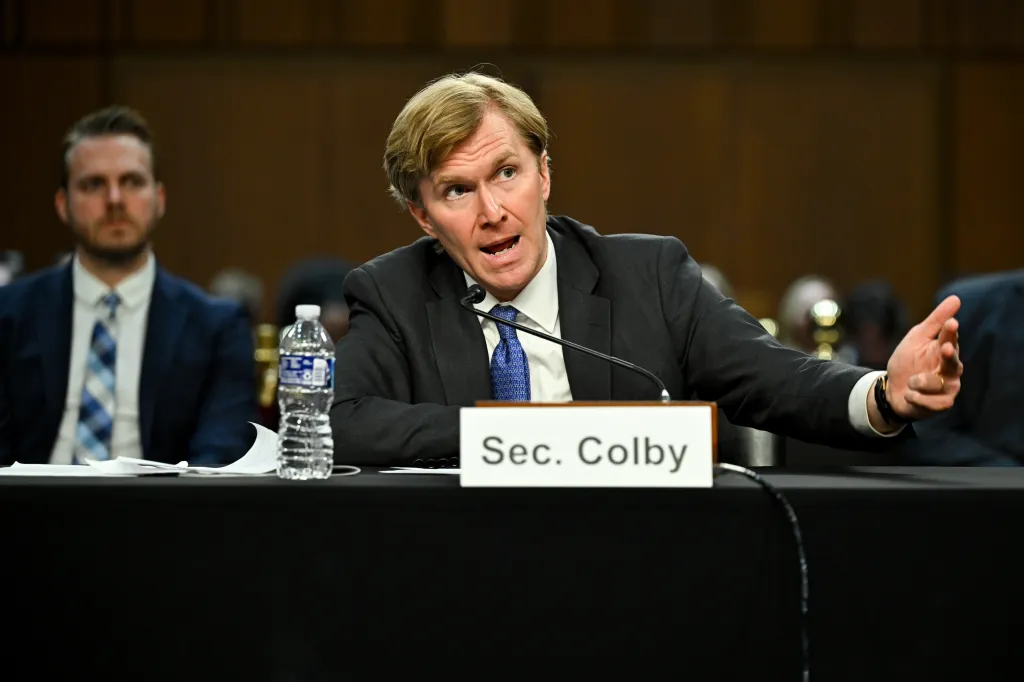Under Secretary of Defense for Policy, Elbridge Colby, speaking at a Senate Armed Services Committee hearing.