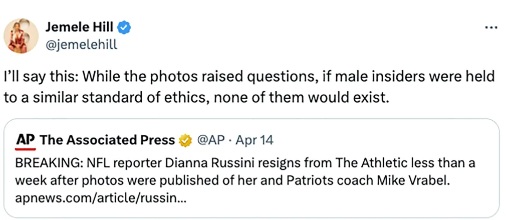 A tweet from Jemele Hill questioning why 