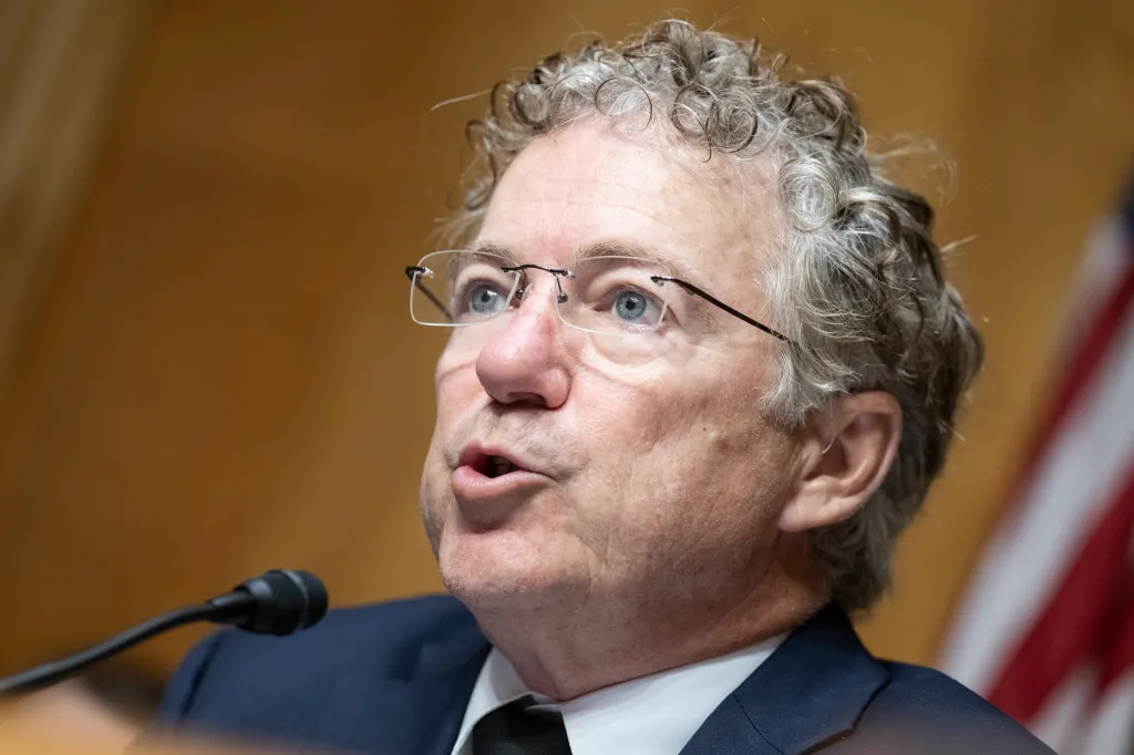 Senator Rand Paul speaking at a hearing.