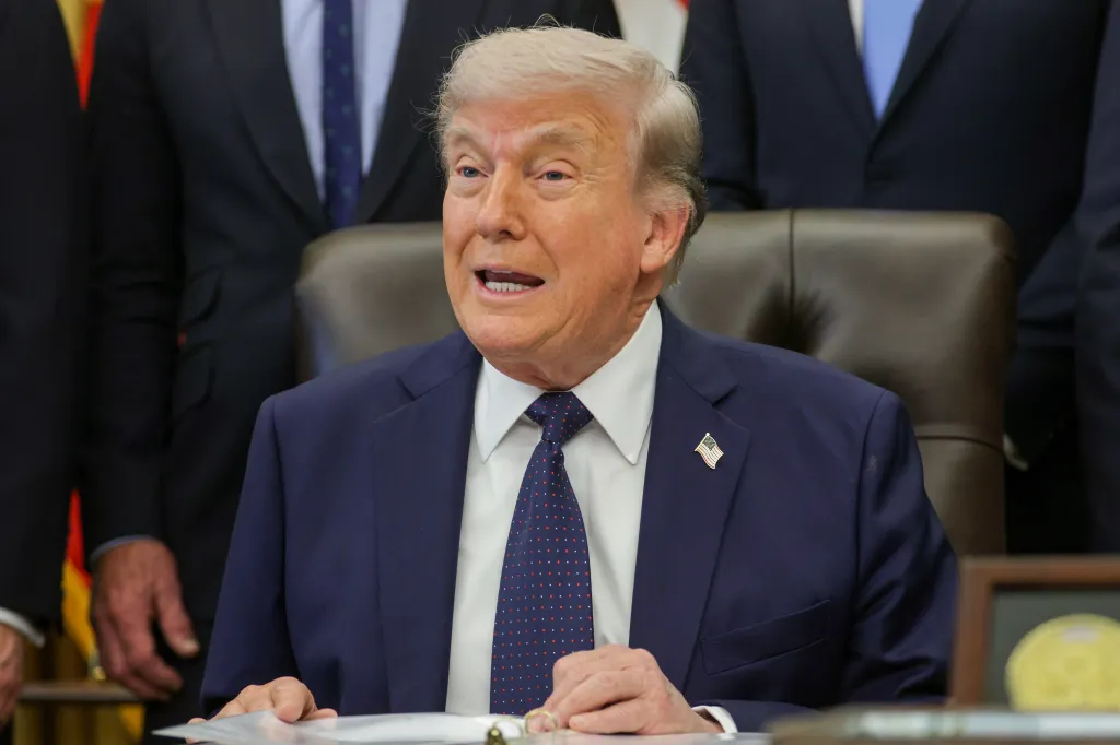 President Trump speaks at an event promoting affordable healthcare.