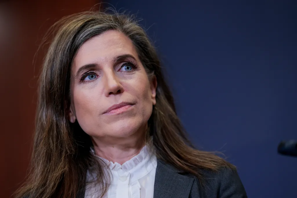 U.S. Rep. Nancy Mace looking up and to the left.