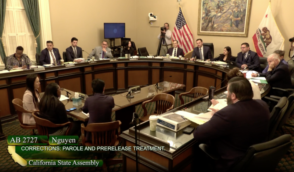 California State Assembly hearing on AB 2727, restricting elder parole.