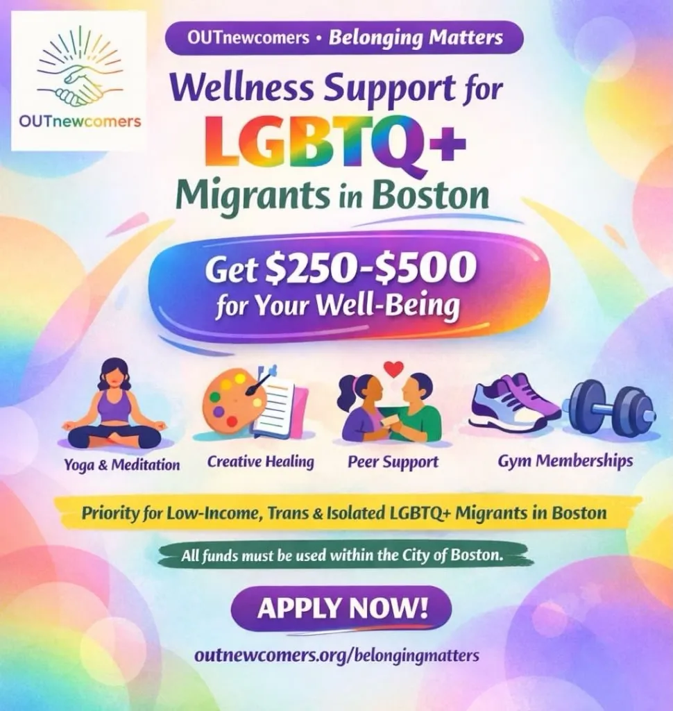 The City of Boston is partnering with a nonprofit to hand out $250 to $500 to LGBTQ+ migrants for yoga, meditation, massages, hair salon visits, acupuncture, and gym memberships.