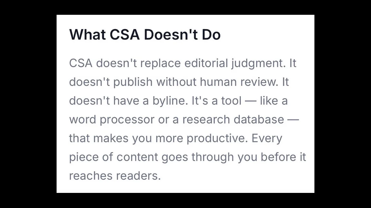 A page describing what the CSA doesn’t do. (Obtained by TheWrap)