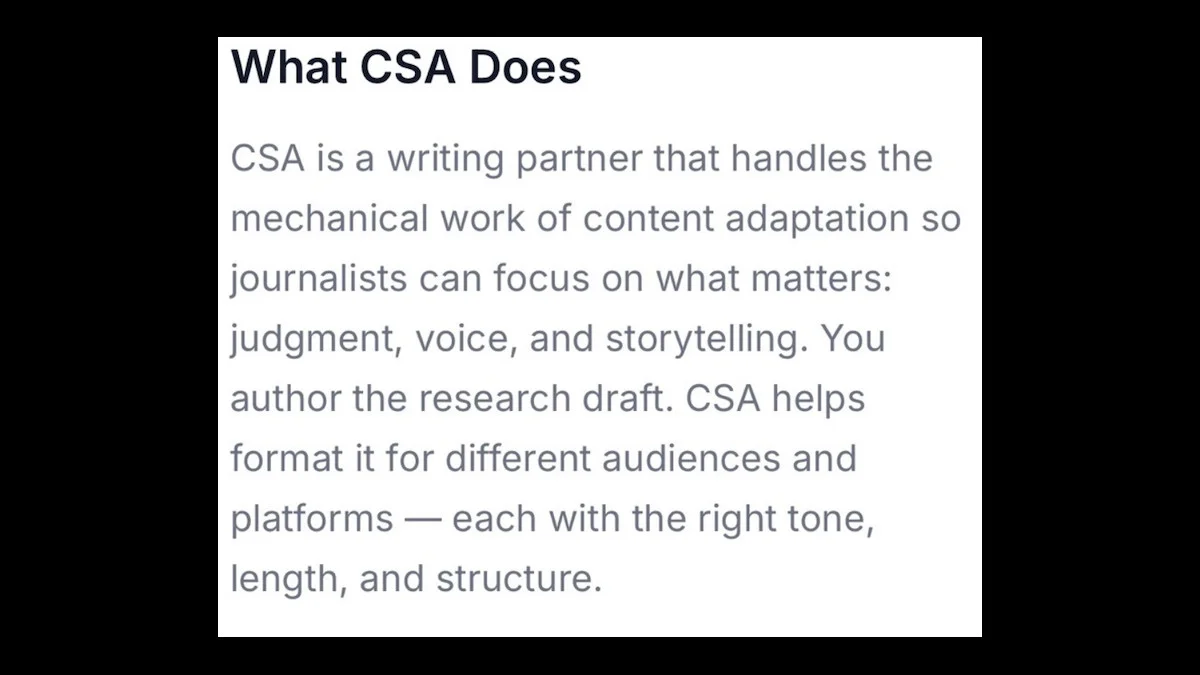A page describing what the CSA does. (Obtained by TheWrap)