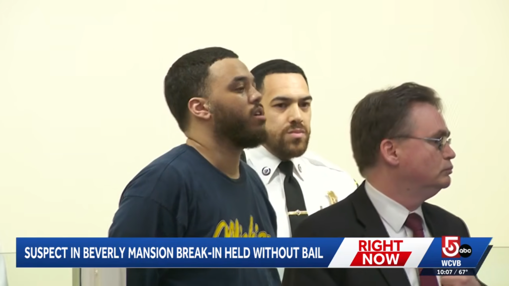 Emajae Brown in court, with the headline "SUSPECT IN BEVERLY MANSION BREAK-IN HELD WITHOUT BAIL."