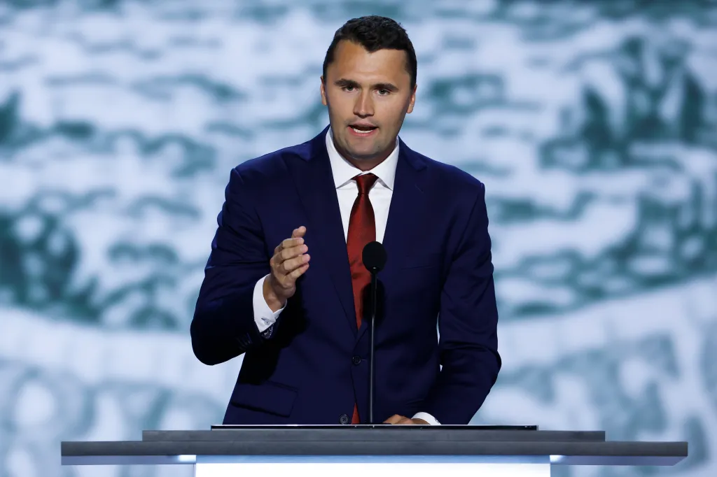 Charlie Kirk speaking at the 2024 Republican National Convention.