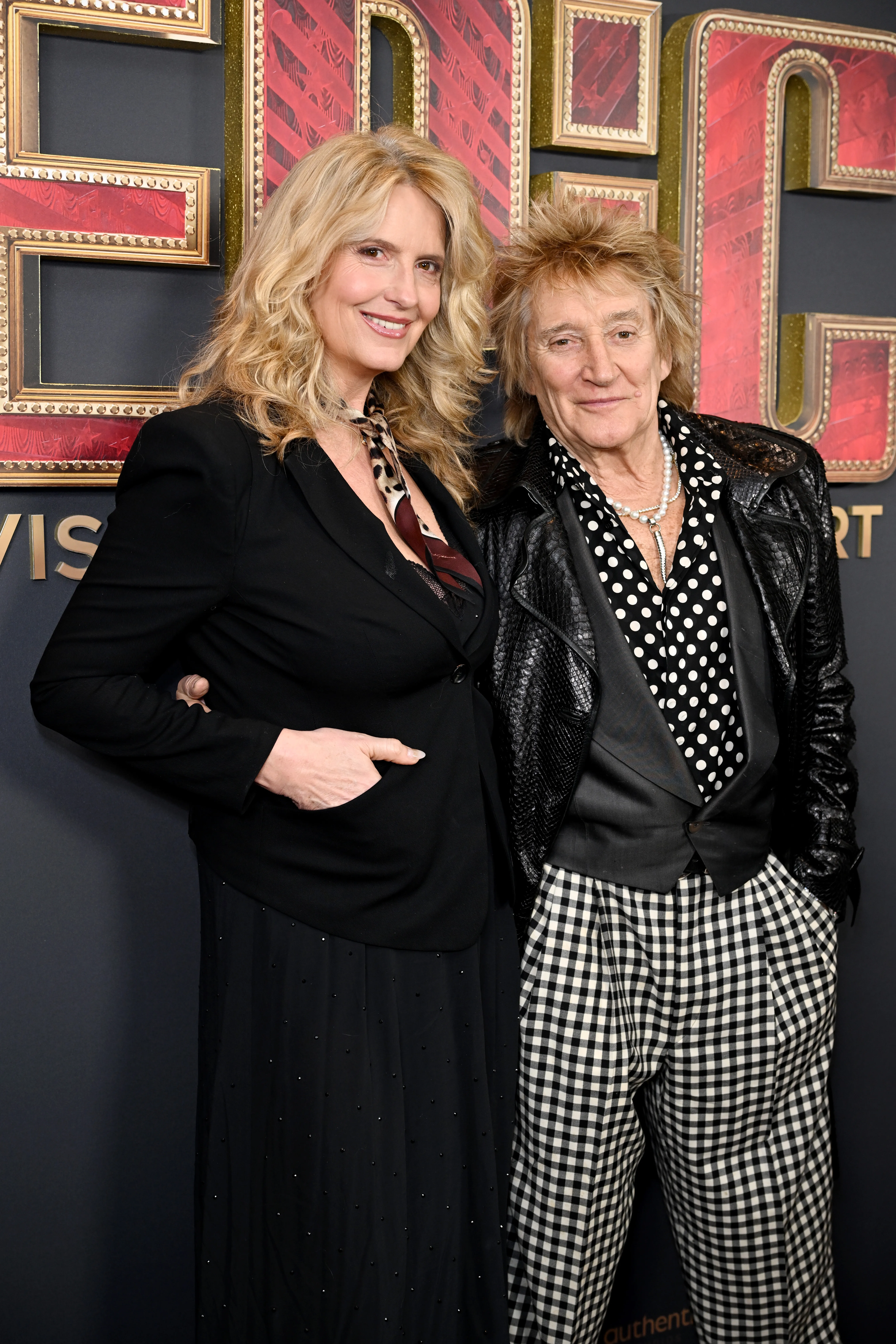 Penny Lancaster and Rod Stewart attend the "EPiC: Elvis Presley in Concert: in London, England, on Feb. 12, 2026.