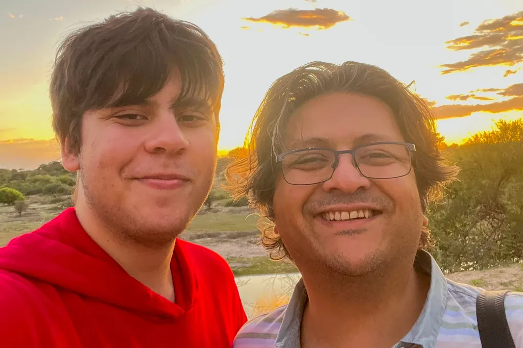 Suleman Dawood, 19, left, and his dad Shahzada, right.
