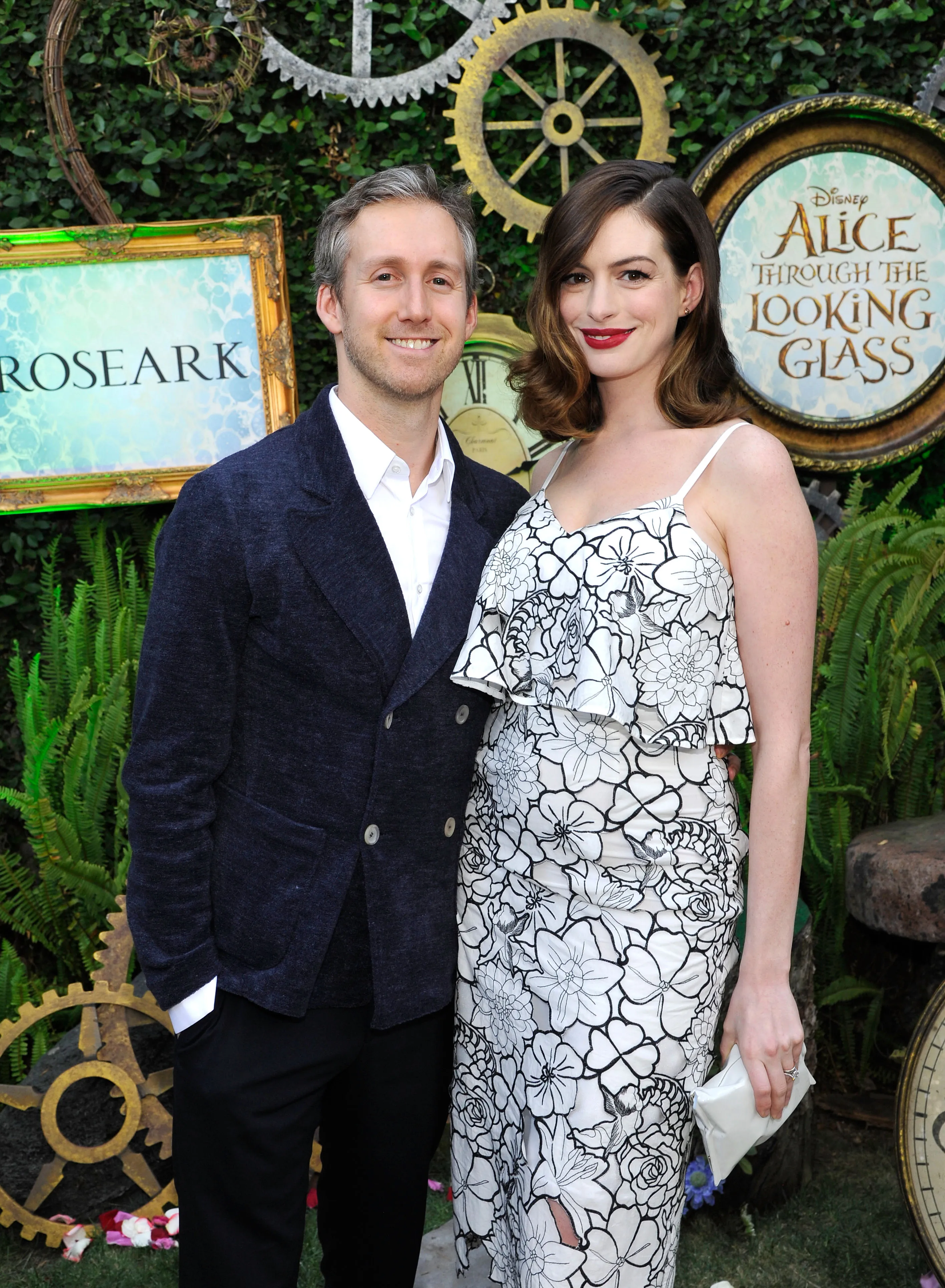 Actress Anne Hathaway and actor Adam Shulman attend Disney's 