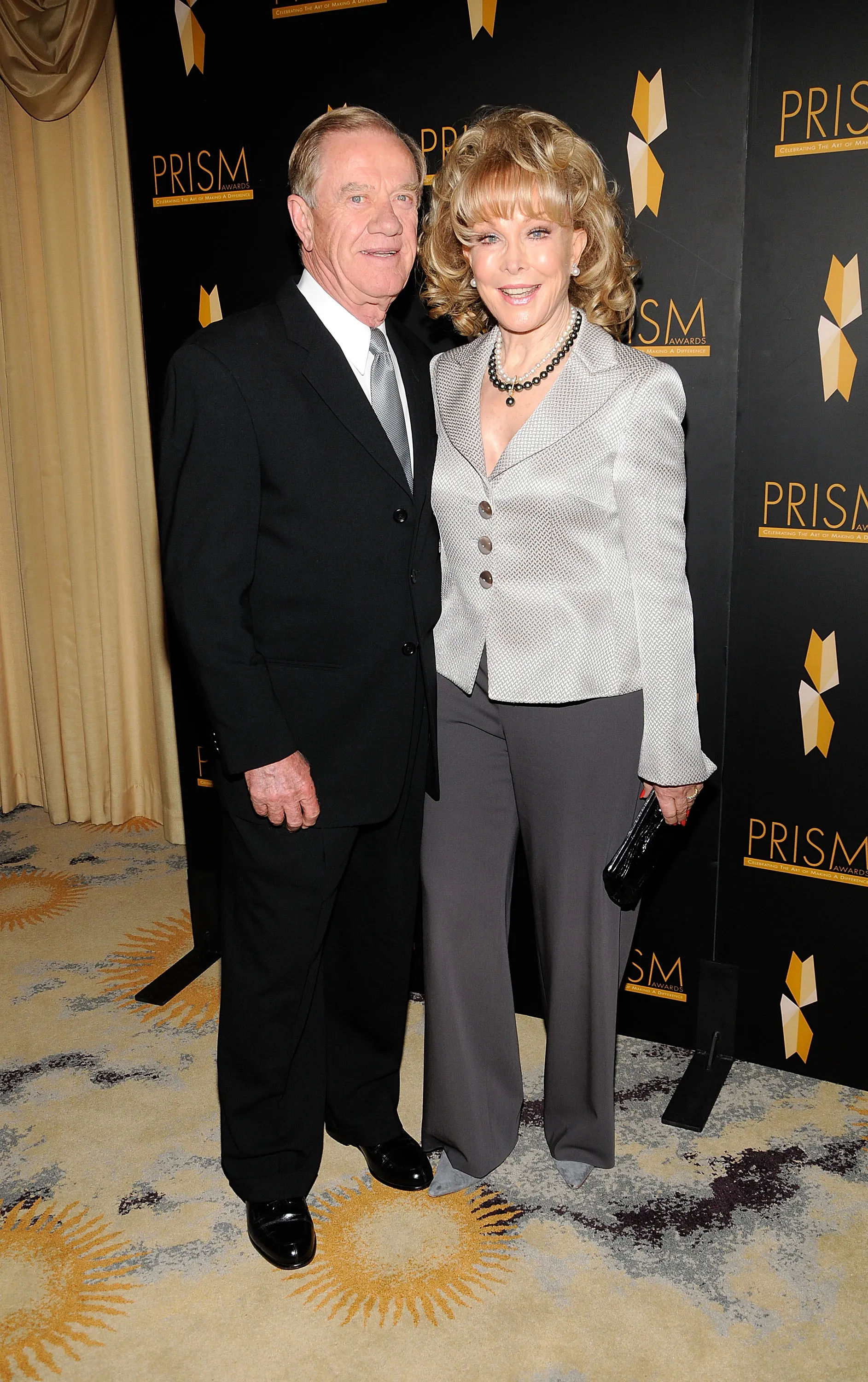 Barbara Eden and Jon Eicholtz posing together at the 2010 PRISM Awards.