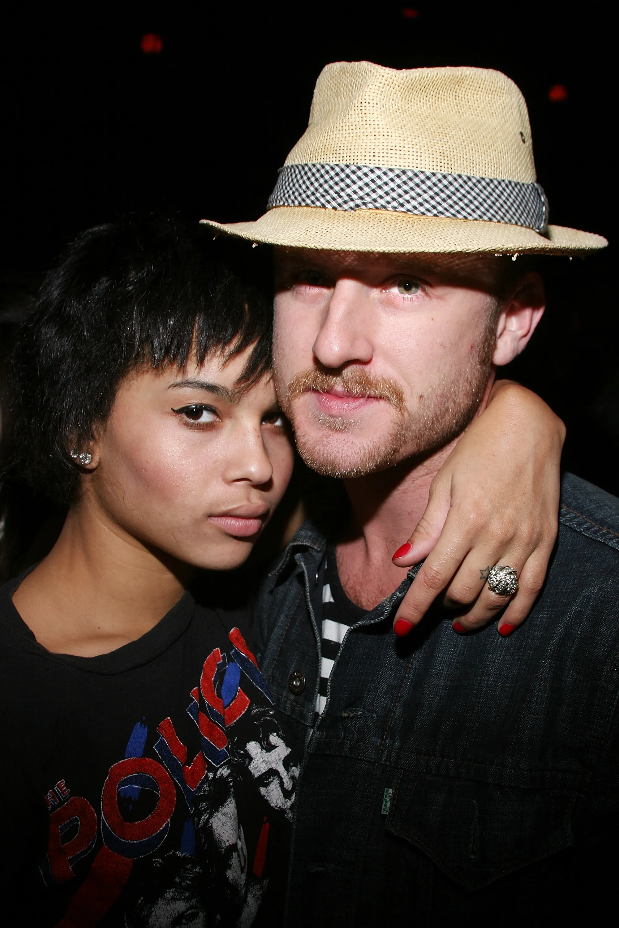 Actress Zoe Kravitz and actor Ben Foster pose together.