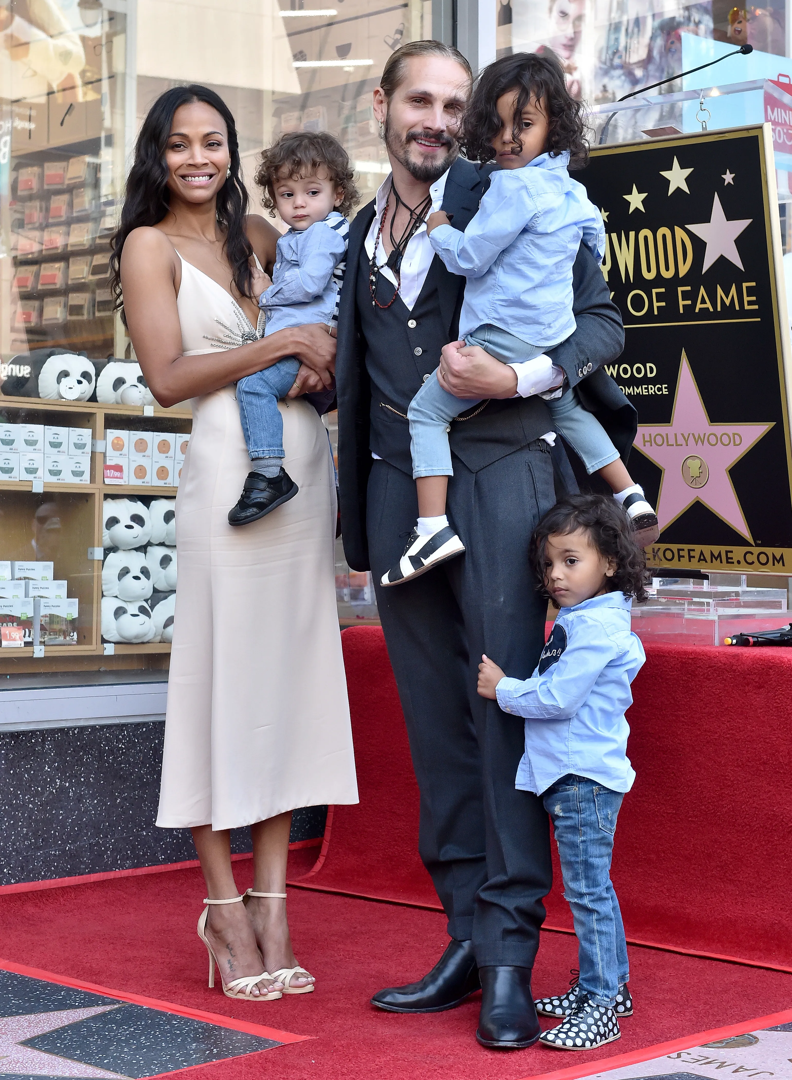 Zoe Saldana, Marco Perego, Bowie Ezio Perego-Saldana, Cy Aridio Perego-Saldana and Zen Perego-Saldana.