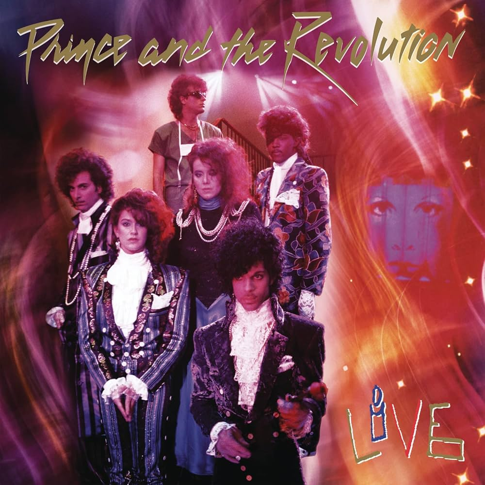 Album cover for "Prince and the Revolution: Live" featuring Prince and band members.