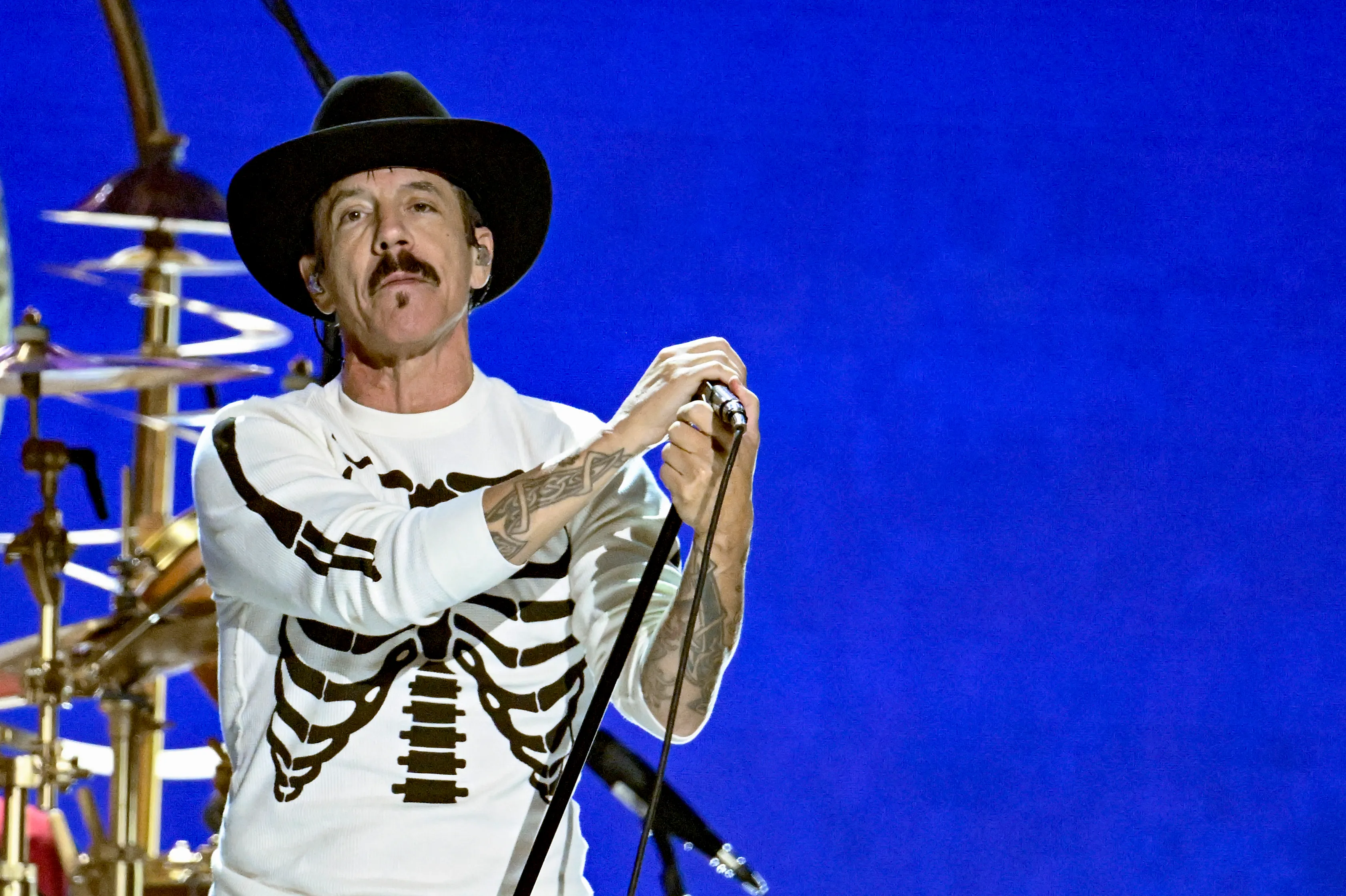 Anthony Kiedis of Red Hot Chili Peppers performing at the FIREAID Benefit Concert.